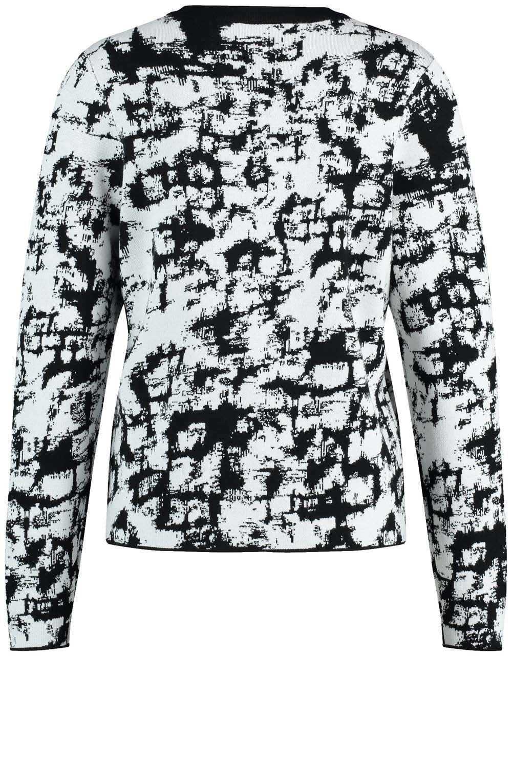 Off White and Black Jacquard Sweater