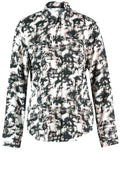 Off White and Black Satin Touch Fitted Shirt