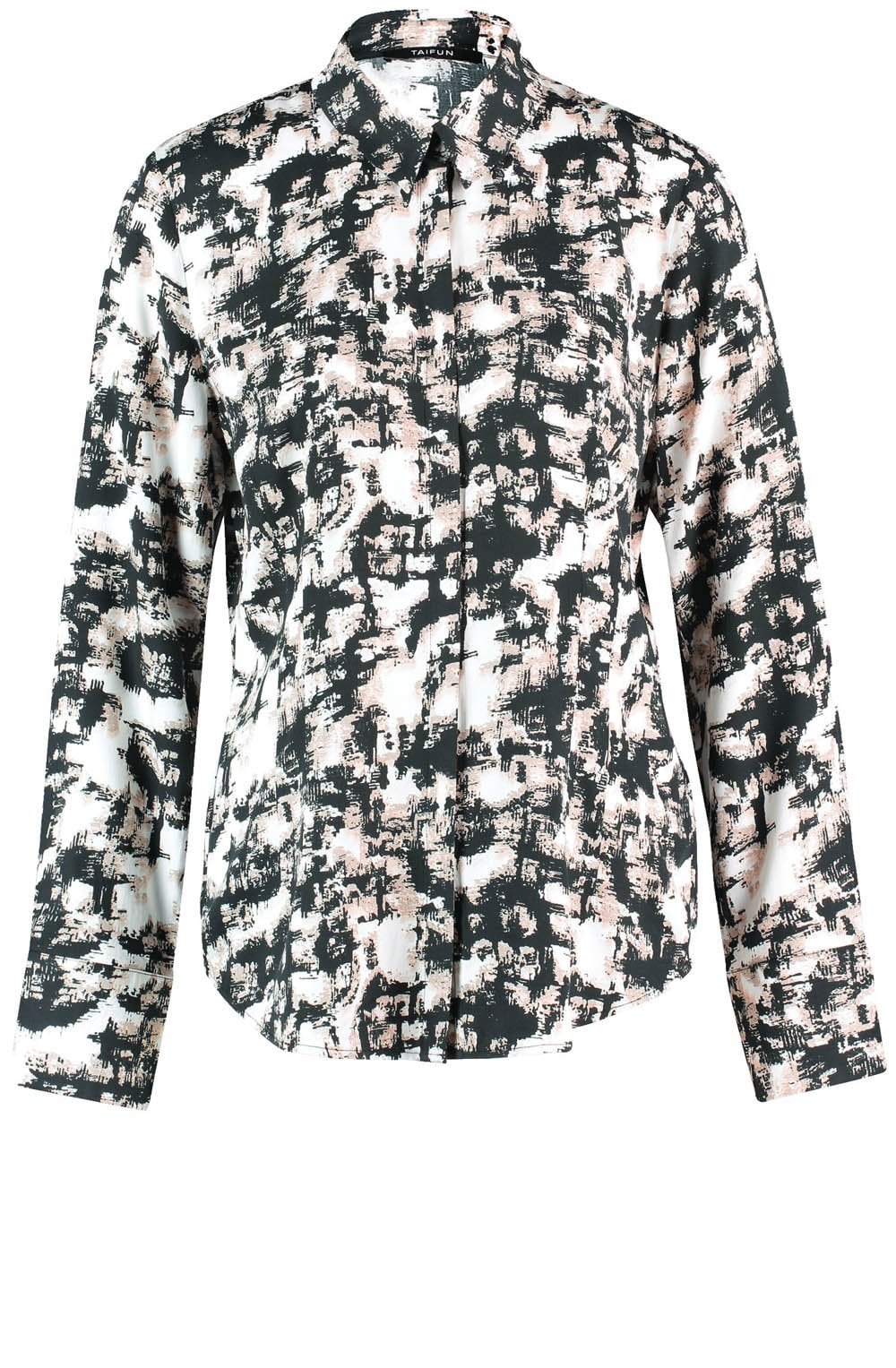 Off White and Black Satin Touch Fitted Shirt