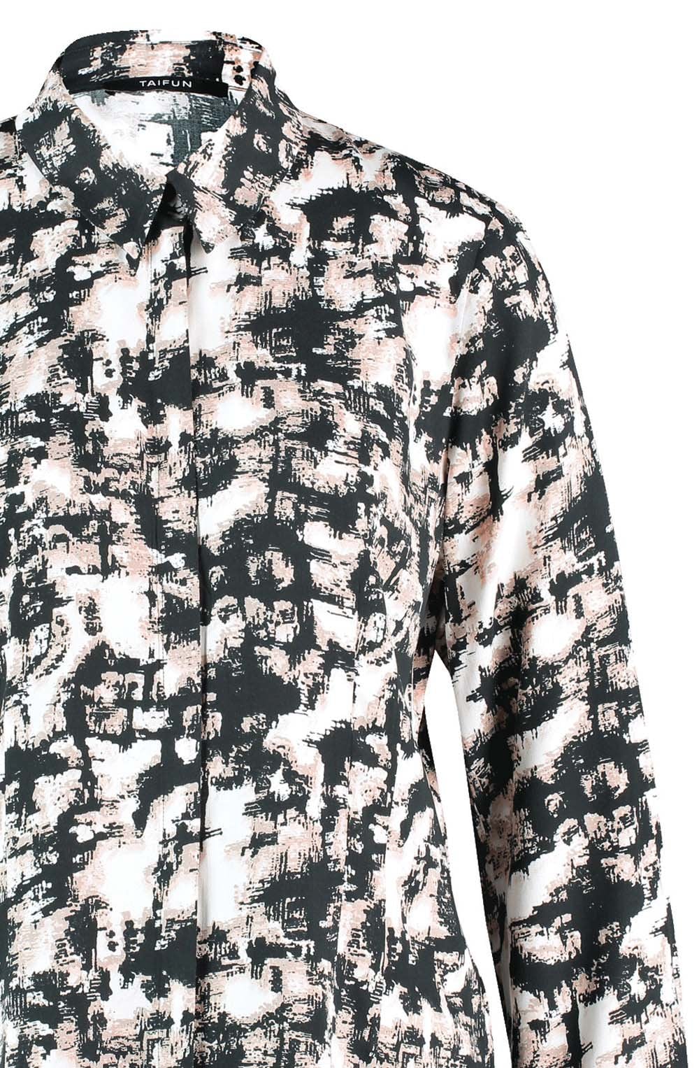 Off White and Black Satin Touch Fitted Shirt