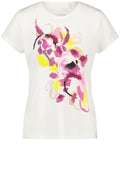 Off White and Pink Applique Flowers T shirt