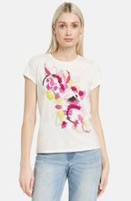 Off White and Pink Applique Flowers T shirt
