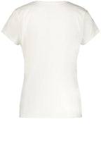 Off White and Pink Applique Flowers T shirt