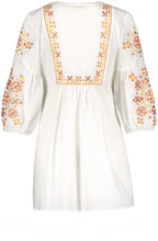 Off White Blouse with Coral Tassels and Embroidery