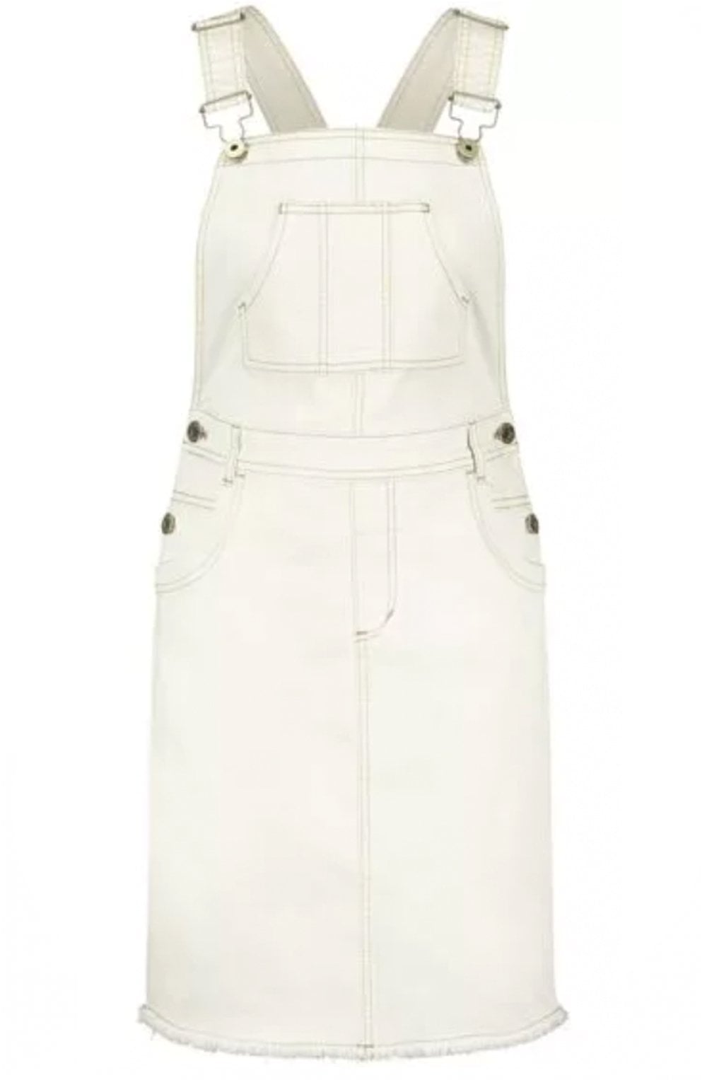Off White Denim Dungaree Dress
