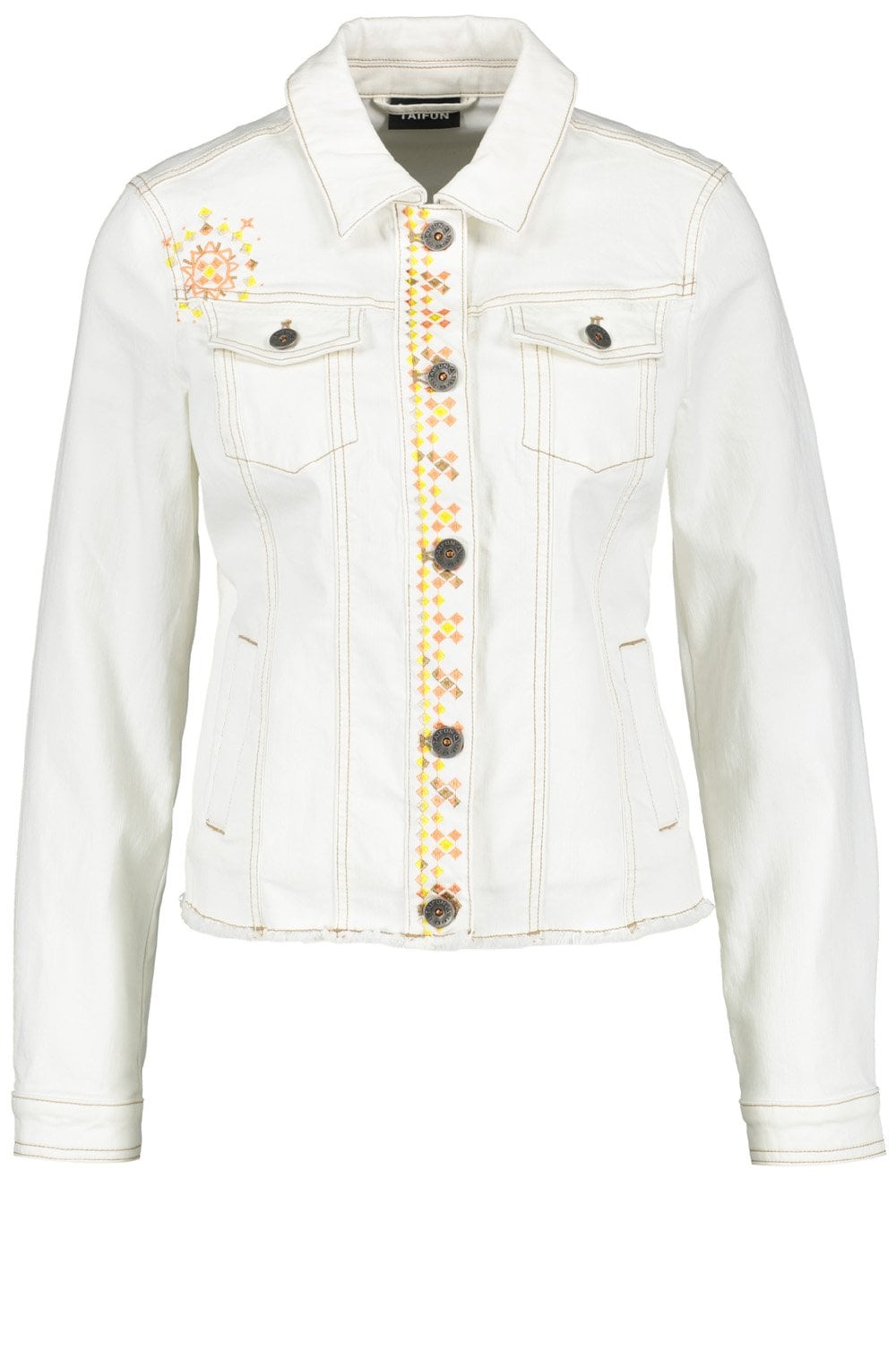 Off White Embroidered Denim Jacket
