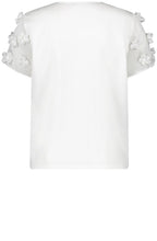 Off White Floral Applique Sleeves T Shirt