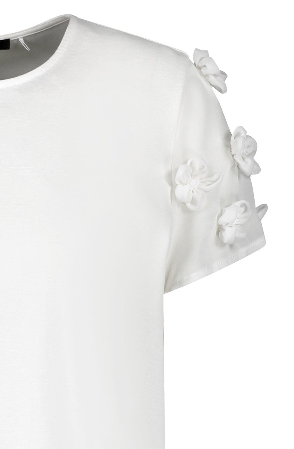 Off White Floral Applique Sleeves T Shirt