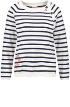 Off White Navy Striped Knit Jumper