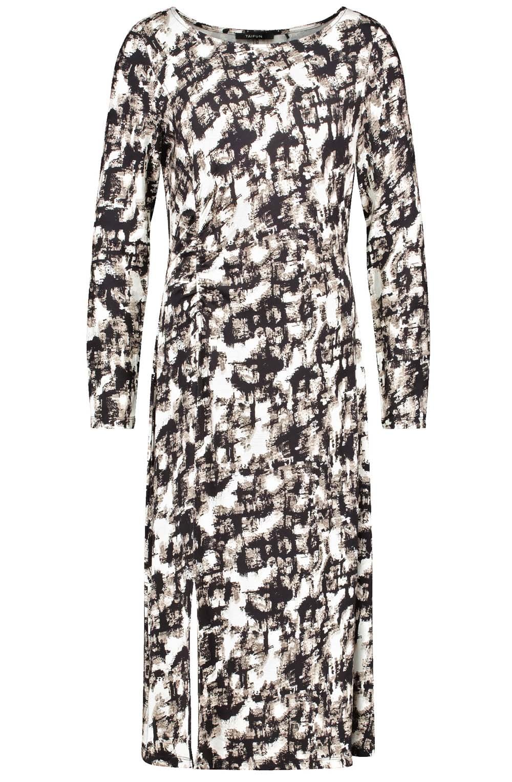 Off White Pattern Side Gather Dress Jersey Dress