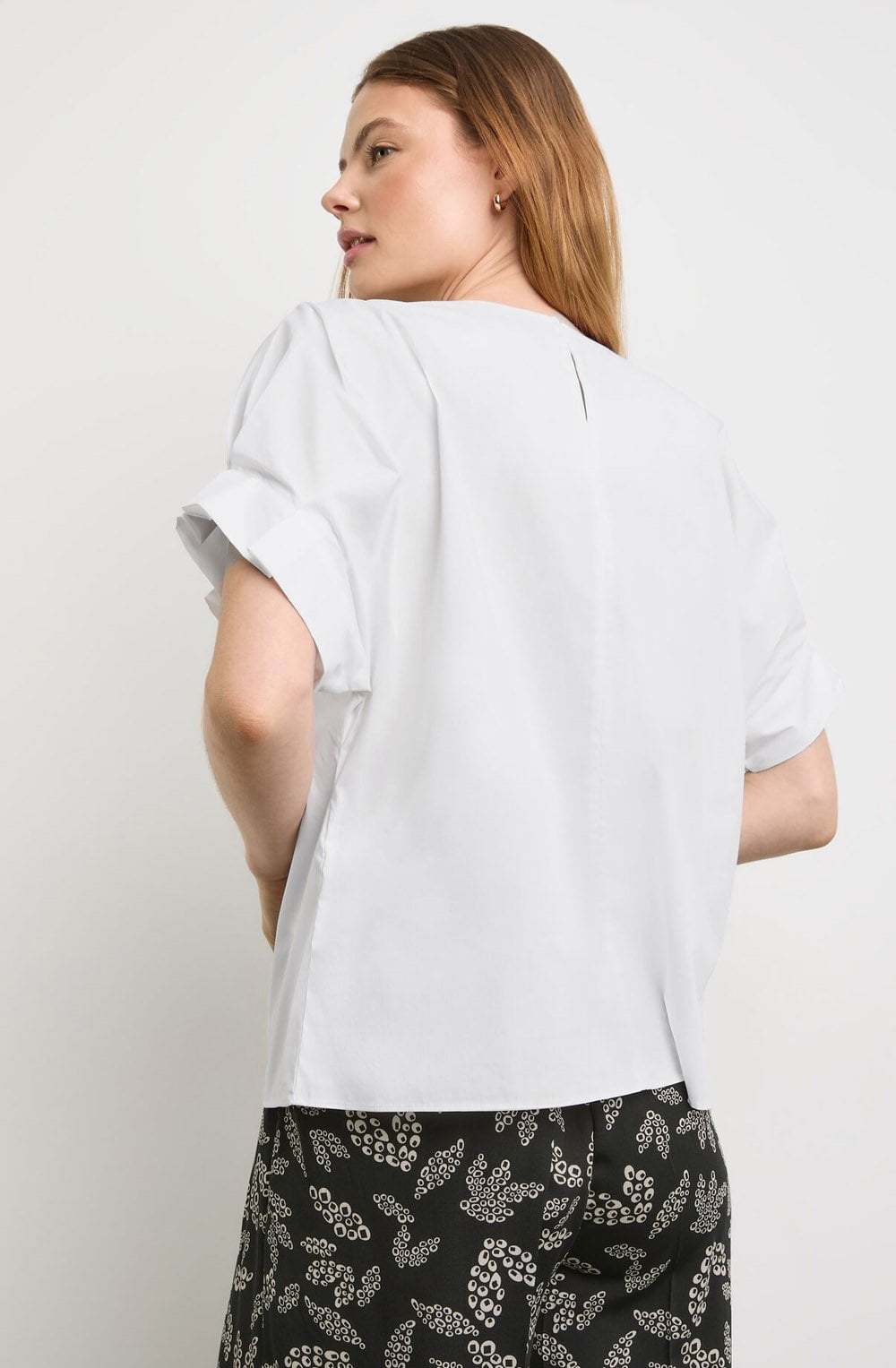 Off White Pleated Sleeve Blouse