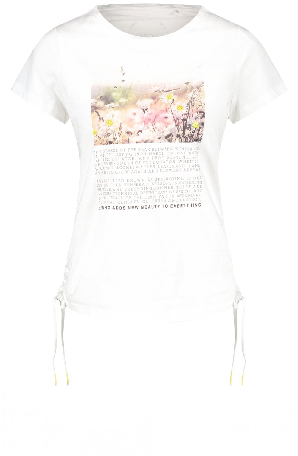 Off White Ruched Sides Spring T shirt