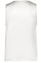Off White Satin Top With Lace Neckline