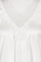 Off White Satin Top With Lace Neckline