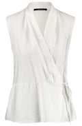 Off White Sleeveless Wrap Blouse