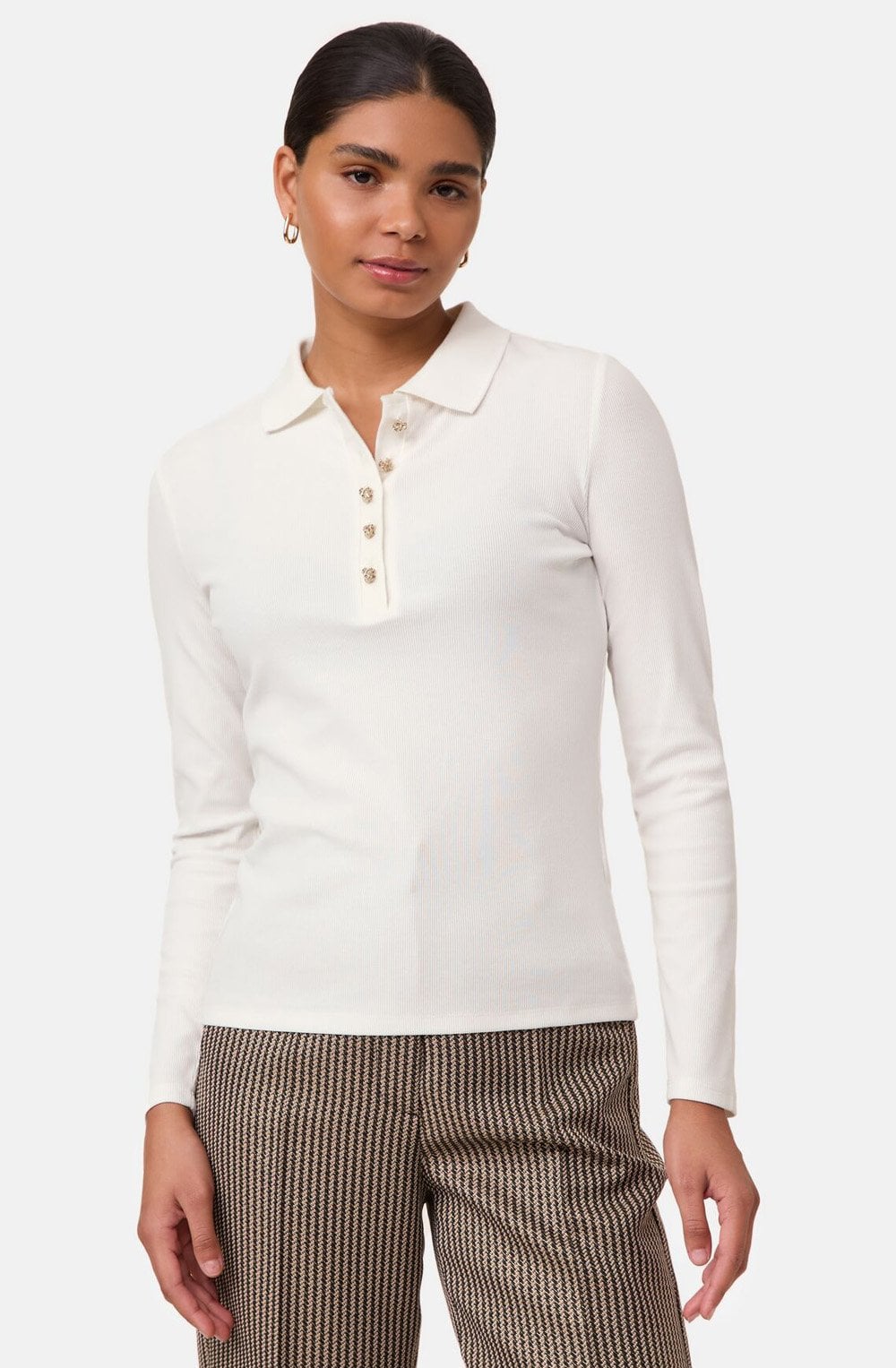 Off White Statement Button Polo Shirt