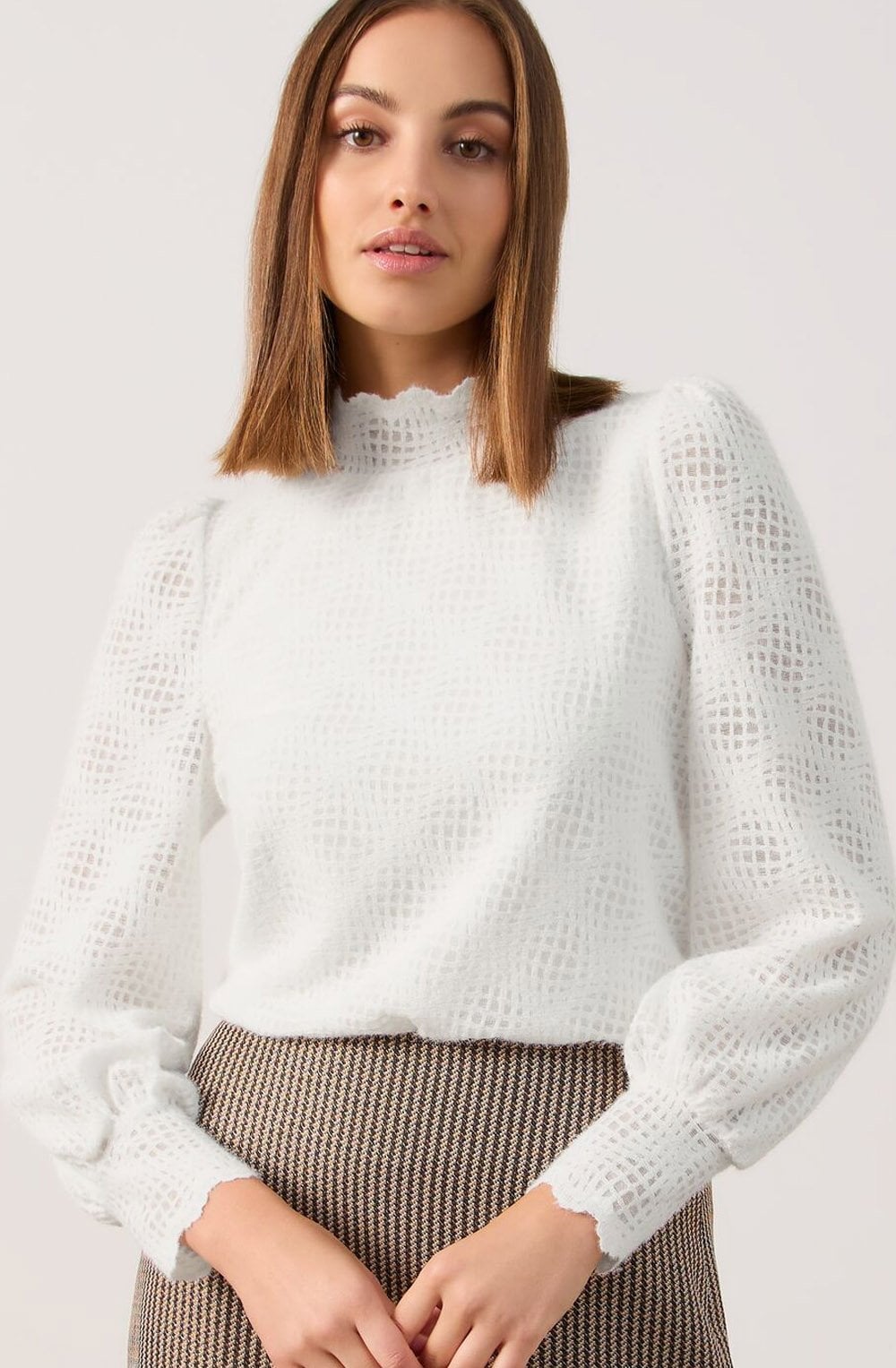 Off White Super Soft Waffle Blouse