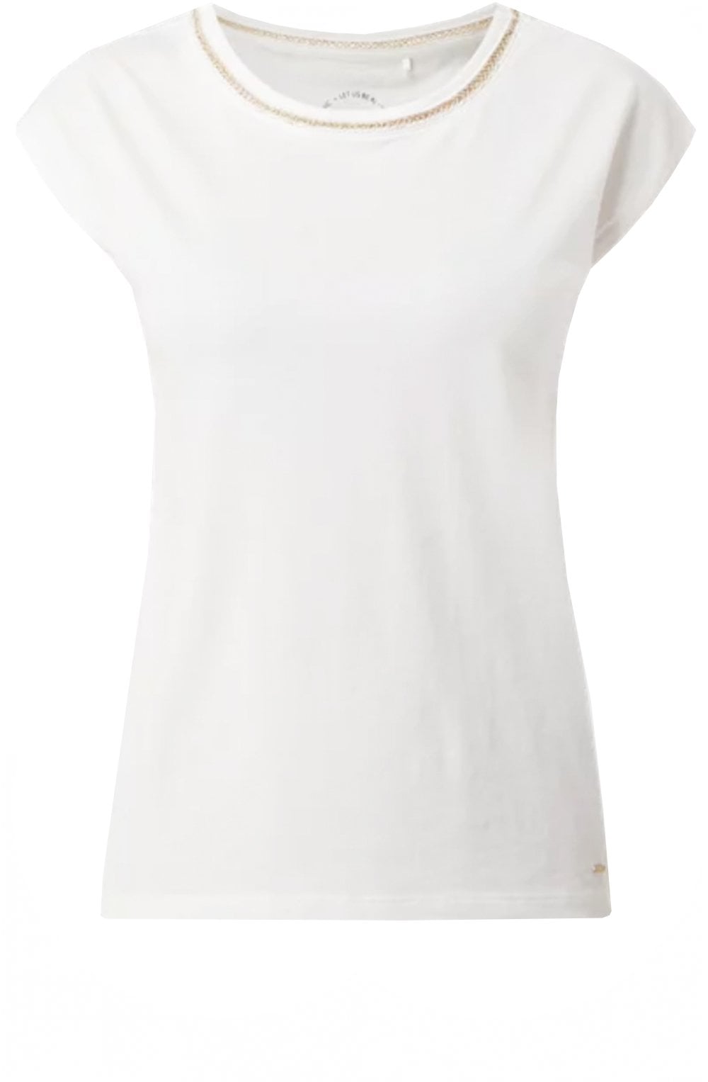 Off White T Shirt with Gold Detail