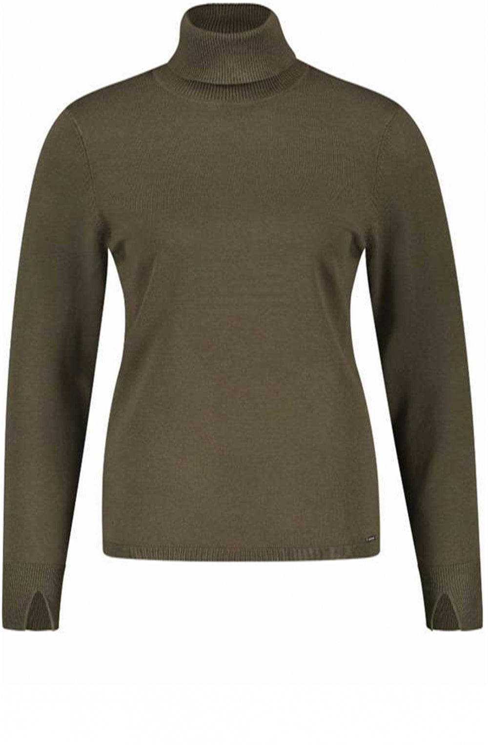 Olive Green Turtleneck Thin Knit Top