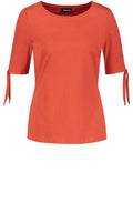 Orange Bow Sleeve T Shirt