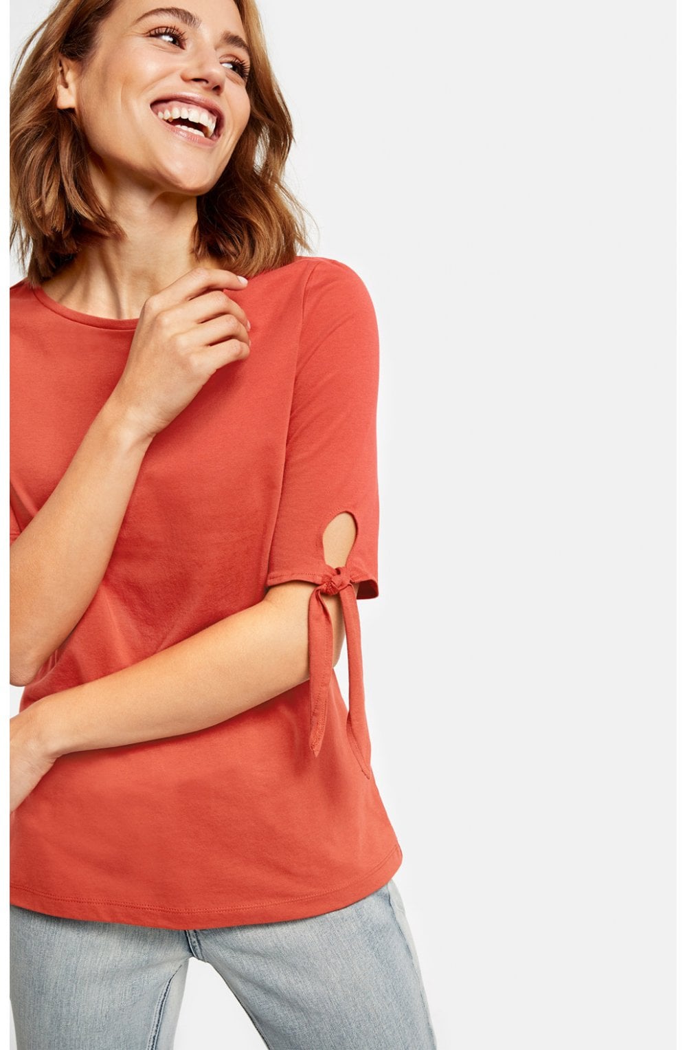 Orange Bow Sleeve T Shirt