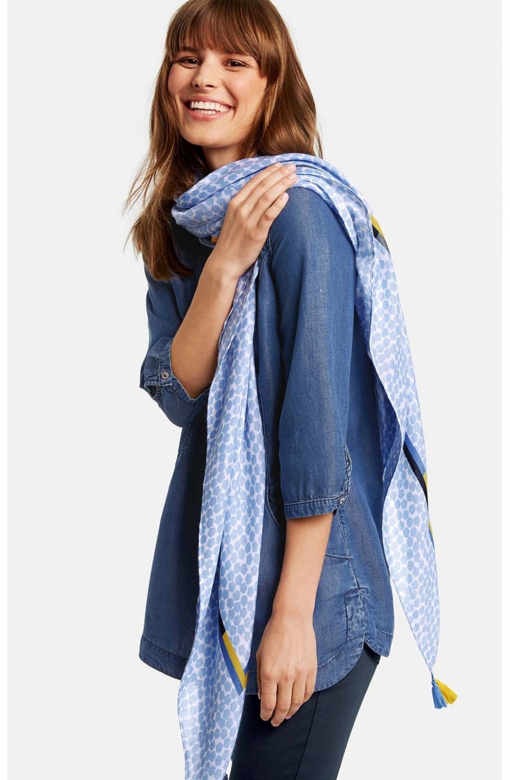 Pale Blue Patterned Scarf