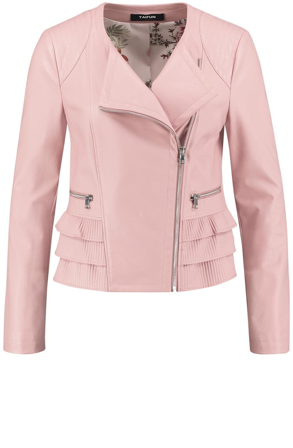 Pink Faux Leather Biker Jacket