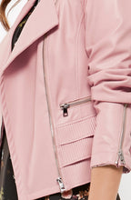 Pink Faux Leather Biker Jacket