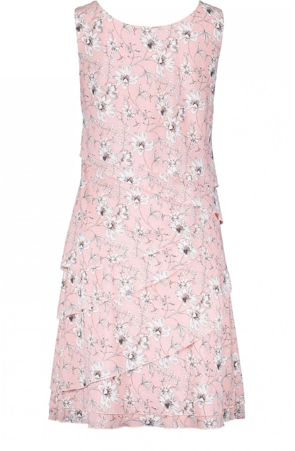 Pink Floral Tiered Dress