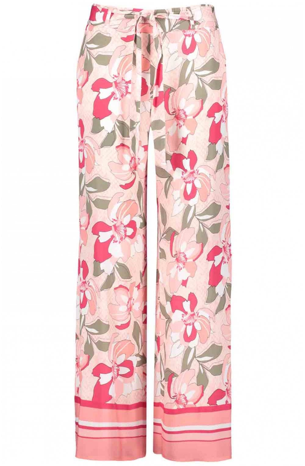 Pink Floral Wide Leg Trousers