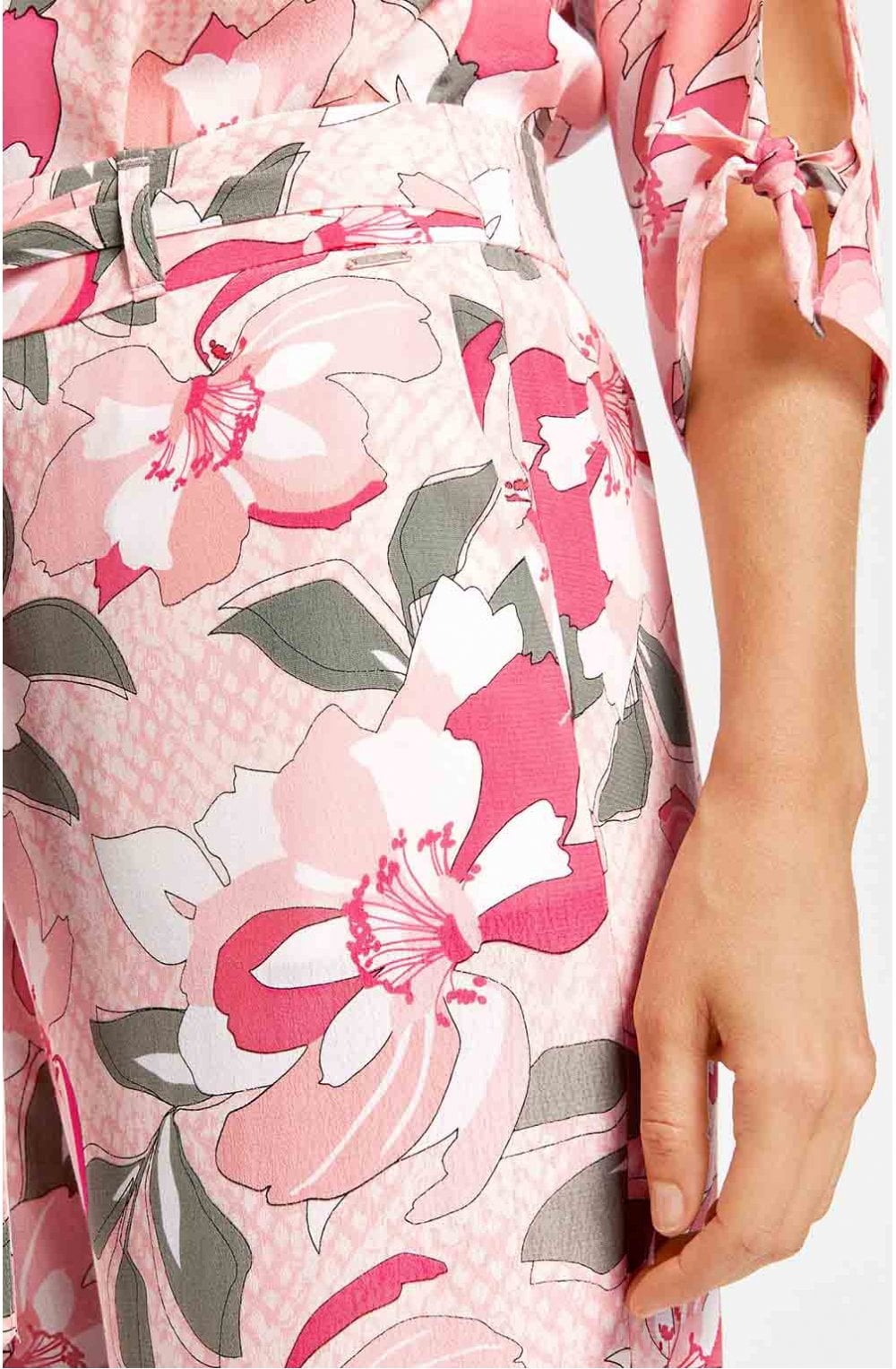 Pink Floral Wide Leg Trousers