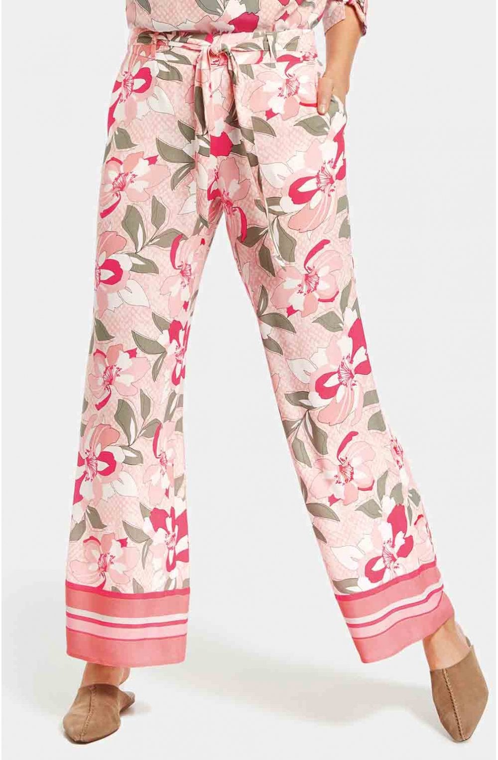 Pink Floral Wide Leg Trousers