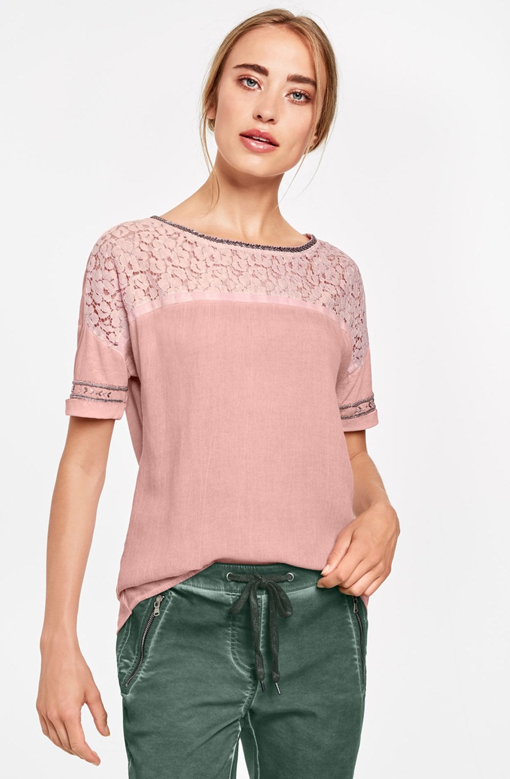 Pink Lace Detailed Top