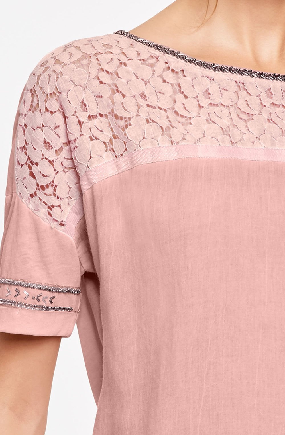 Pink Lace Detailed Top
