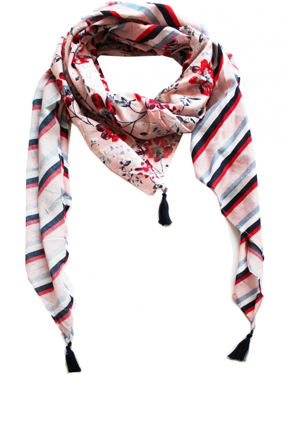 Pink & Red Floral Print Scarf