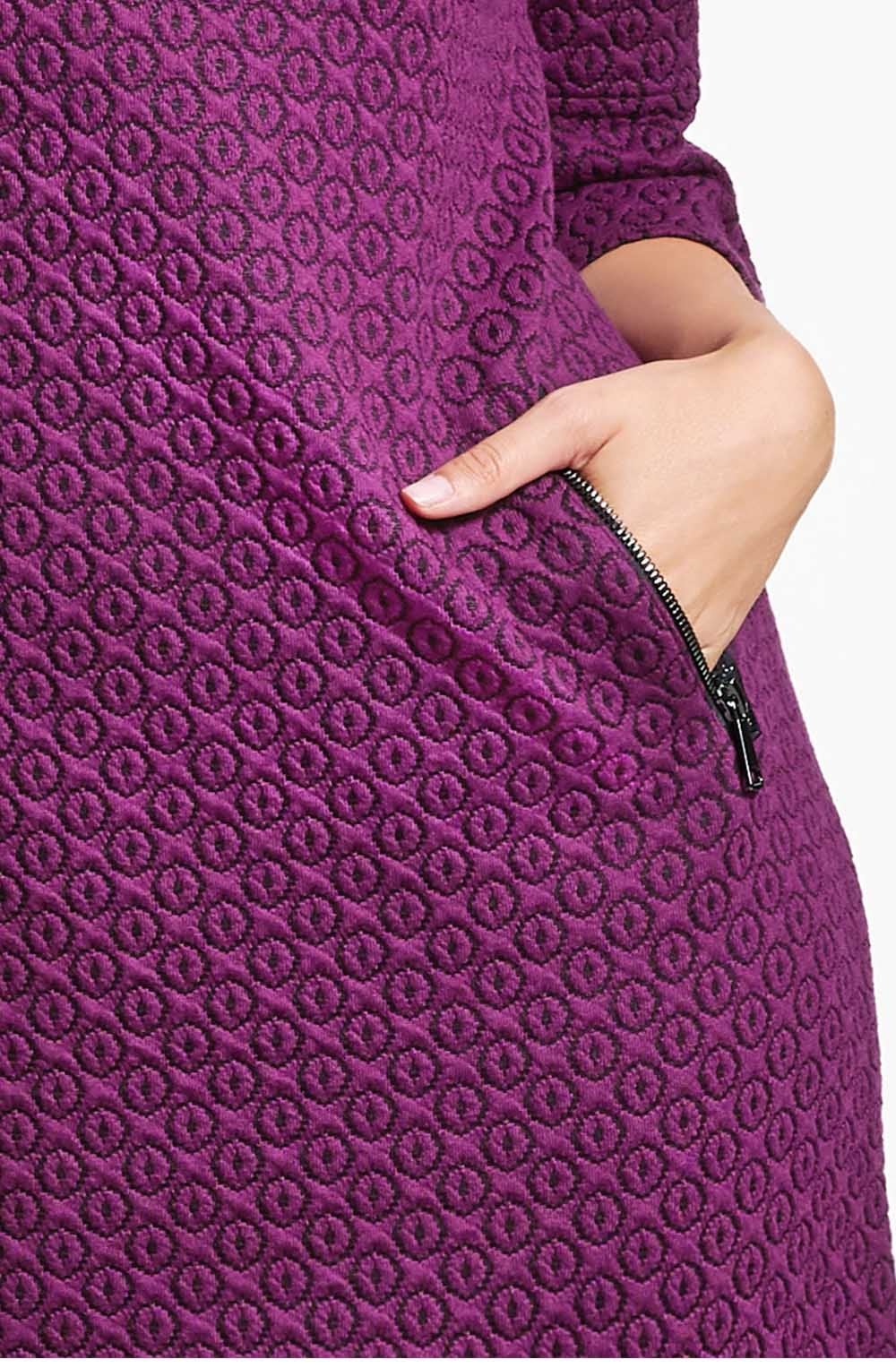 Purple Embossed Patterned Dress
