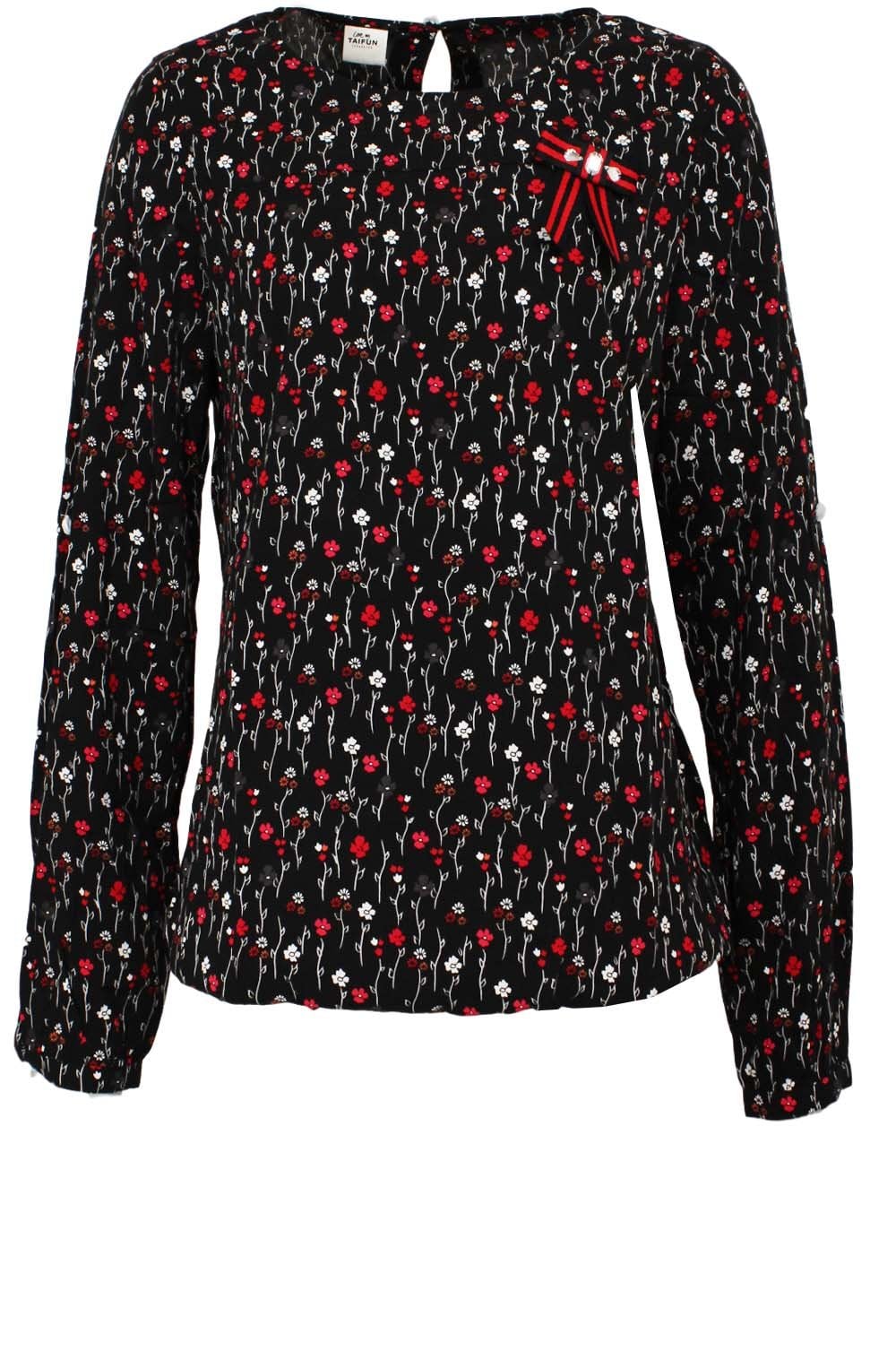 Red & Black Floral Blouse
