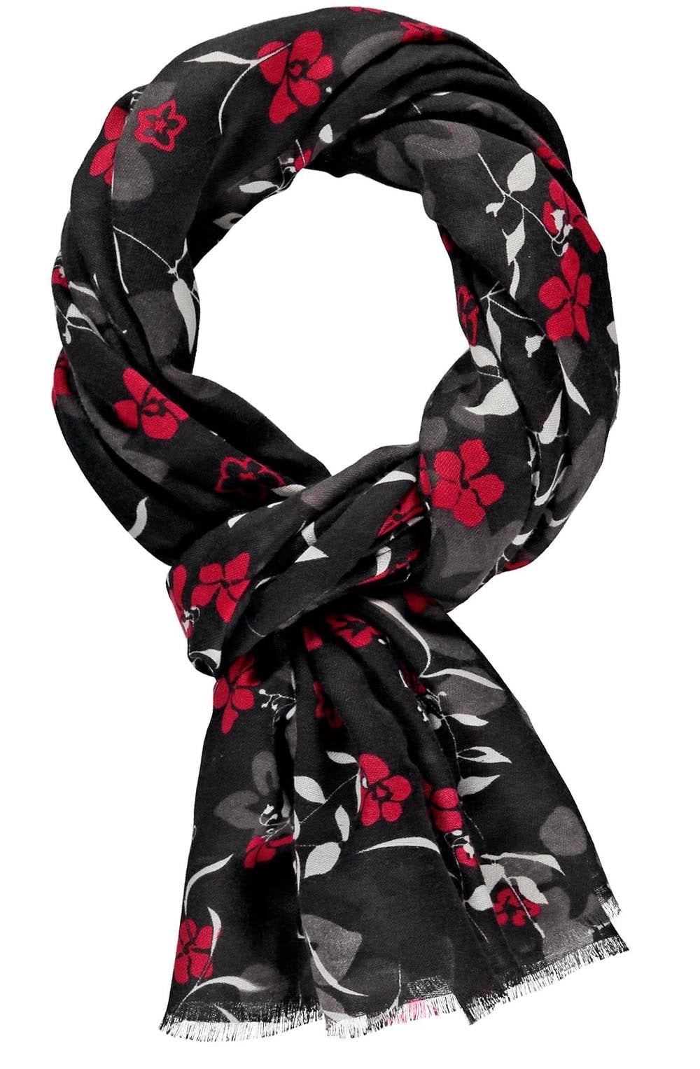 Red & Black Floral Scarf