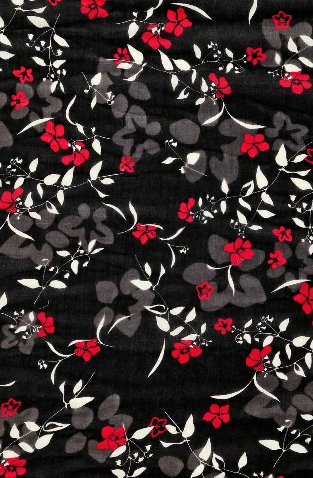 Red & Black Floral Scarf