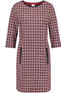 Red & Black Textured Knit Dress