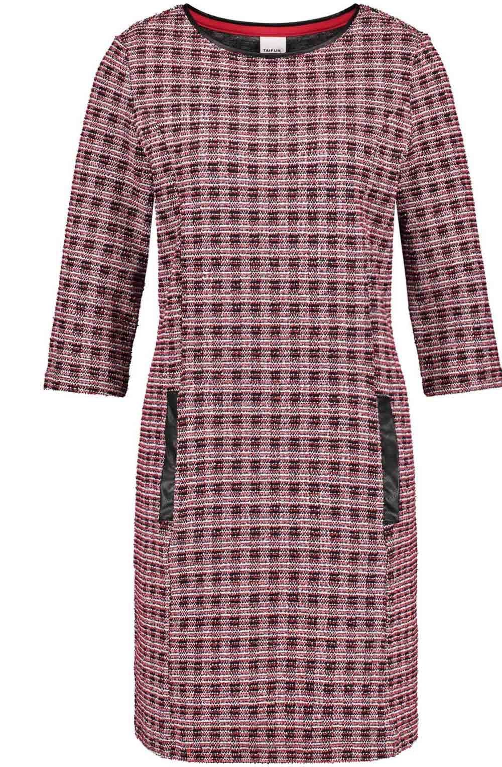 Red & Black Textured Knit Dress