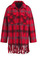 Red Check Tassel Shacket