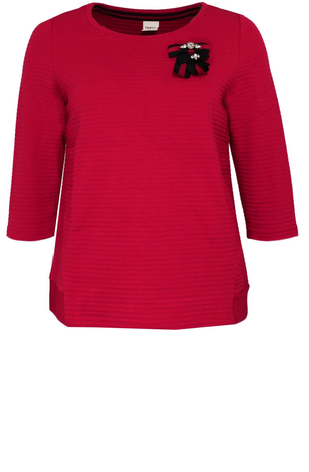 Red Embossed Ribbed Top