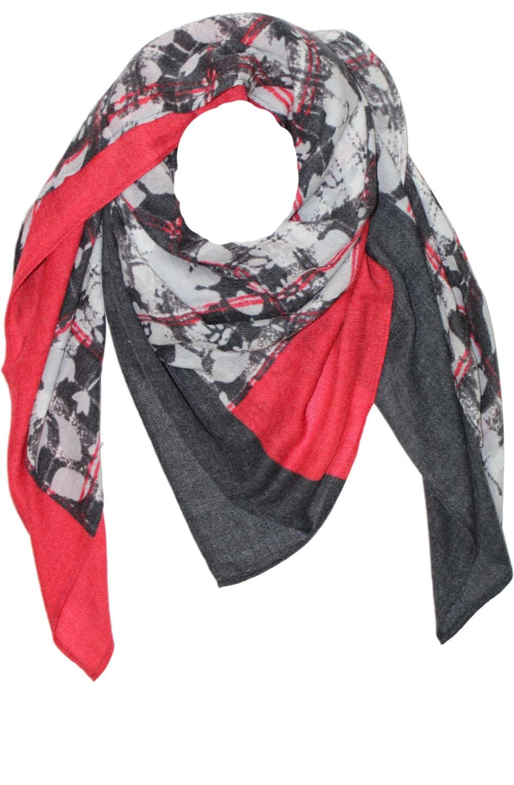 Red & Grey Patterned Scarf