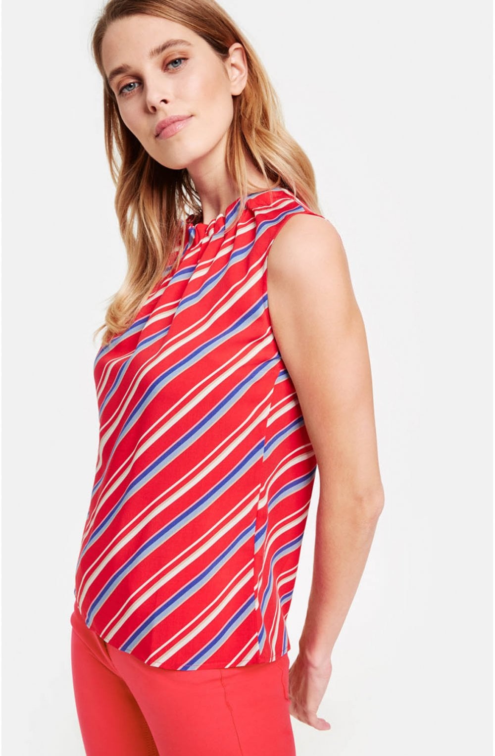 Red Horizontal Striped Blouse