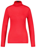 Red Jersey Polo Neck Top