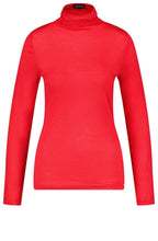 Red Jersey Polo Neck Top