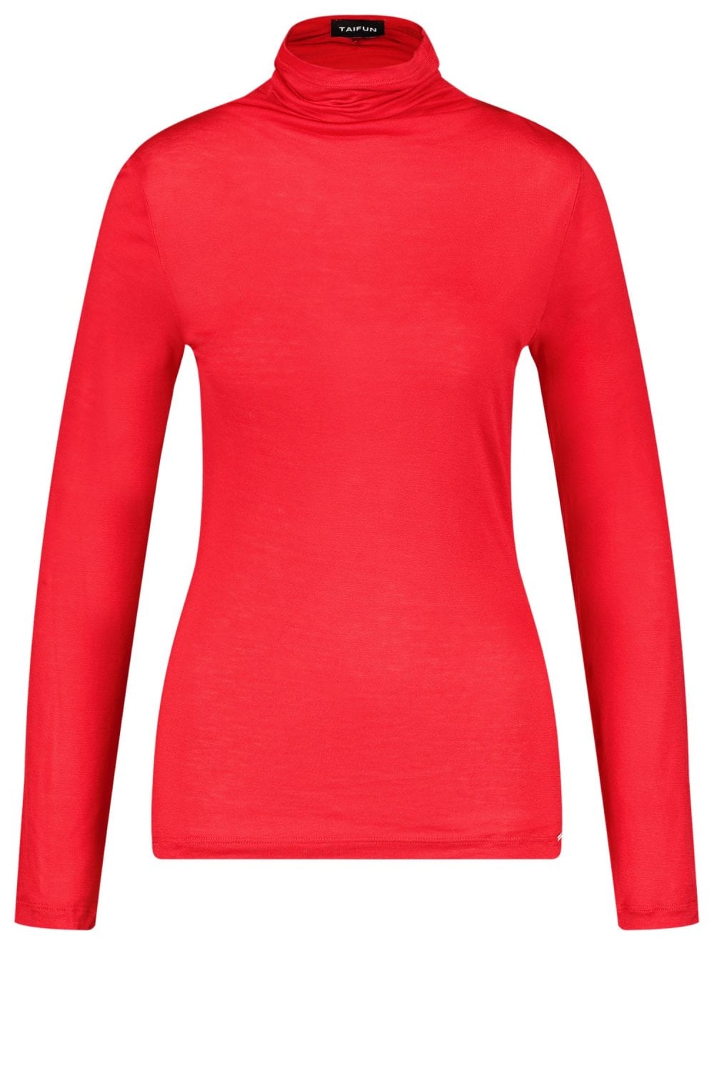 Red Jersey Polo Neck Top