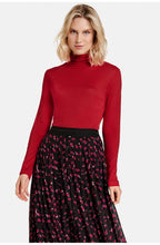 Red Jersey Polo Neck Top