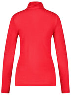 Red Jersey Polo Neck Top